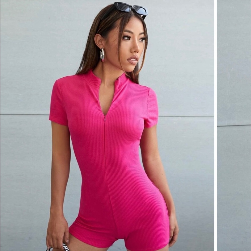 PINK ZIP ROMPER